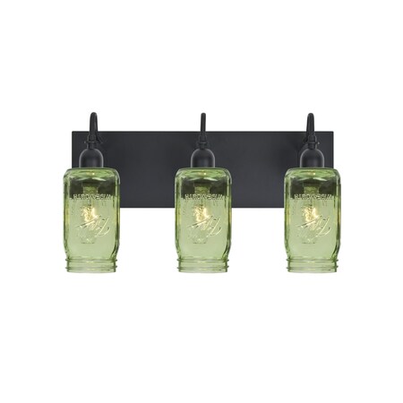 Besa Lighting Milo 4 Vanity, Green, Black, 3x60W Incandescent 3WG-MILO4GR-BK